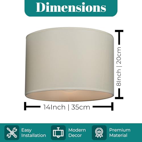 GIGGI Fabric Lamp Shades, 14" Beige Light Shade Ceiling – Modern Lampshades for Ceiling Lights, Lamp Shades for Table Lamps, Floor Lamps, Living Room, Bedroom, Office Home Décor - Image 5