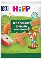 HiPP Bio Knusper Stangen Apfel Karotte 30g (7 x 30 g), ab 8. Monat, aus Bio-Getreide, Süße nur aus Obst und Gemüse, in bester Bio-Qualität