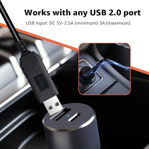 3.3Ft USB to DC Car Charger Cable for Furrion FOS07TADS Vision S Monitor Replacement Power Supply Cord for 7-Inch Screen Display, Compatible with Hitch Wireless Backup Camera FOS48TA-BL & FOS48TAPK-BL by MONDGE - Image 5