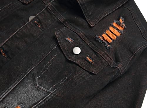 Image of RANMCC Men's Stretch Vintage Washed Long Sleeve Denim Jacket