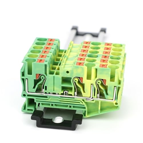 Image of PT6-TW-PE Push-in Ground Terminals 6mm 1-in 2-out Din Rail Terminal Block Earthing Cable Connector Electrical PT 6-TWIN-PE