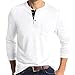 Mens Henley Shirts Long Sleeve Fashion Casual Stylish Cotton Shirts Tops Lightweight Fitted Basic Pullover T-Shirt (XX-Large,White)