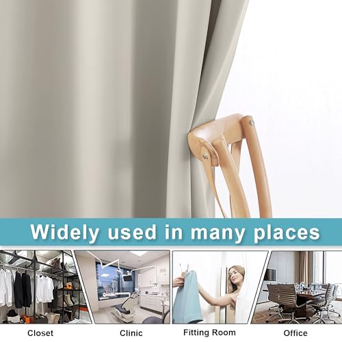 Image of RYB HOME Extra Wide Curtains for Divider Room Separation Soundproof Temporary Door Curtains for Bedroom Closet Office Theatre Garage Living Room Privacy Drop Cloth, W 120 x L 84 inches, Natural