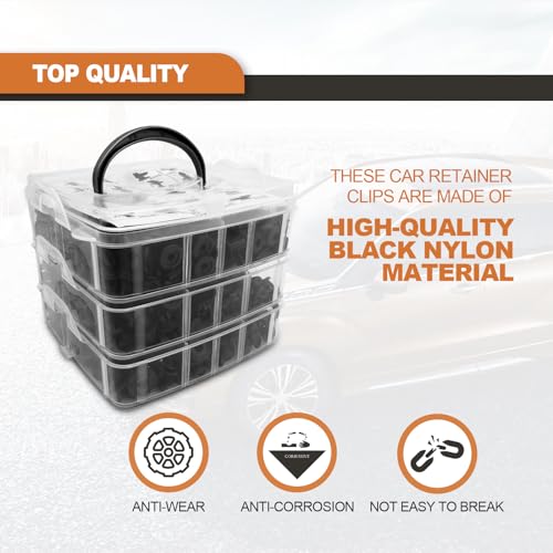 635PCS Auto Fasteners Car Push Retainer Clips Nylon Bumper Fender Rivets, 16 Most Popular Sizes with 10 Cable Ties Fasteners and Fasteners Remover Compatible with Toyota GM Ford Honda Acura Chrysler - Thumbnail 6