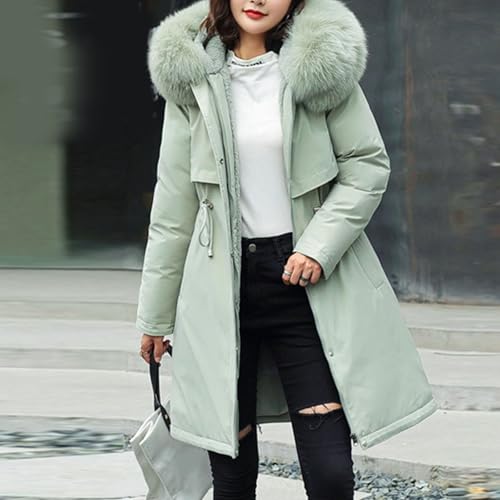 Manteau d'hiver long doublure fourrure parka épaissir structure bulle