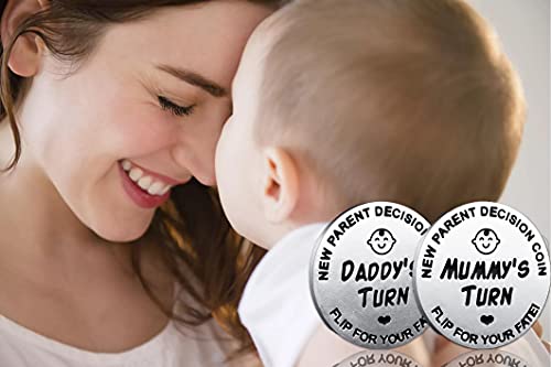 Image of New Dad Mom Gifts Funny Decision Making Coin, New Parent Mummy Daddy Pregnancy Women First Time to be Moms Dads Mother's Day Father's Day Gifts Double Sided