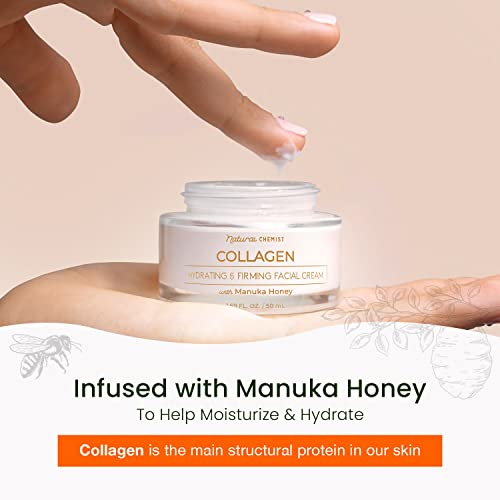 Natural Chemist Collagen & Manuka Honey Daily Face Moisturizer - Moisturizing & Balances Ph Level, Anti-Aging & Firming Day Cream - Cruelty Free Korean Skincare For All Skin Types - 1.69 Fl. Oz. #TOP5