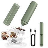 CIRCLE JOY Montalatte Elettrico Ricaricabile, Frullino a Immersione Senza Fili, Doppia Testa Portatile Schiumalatte per Caffè, Latte, Cappuccino, Matcha, Cioccolata Calda, Verde immagine