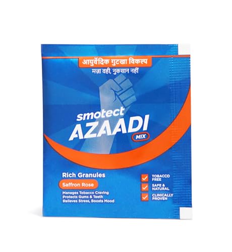 Azaadi Mix | World's 1st - Ayurvedic Gutkha Viklap | Clinically Proven | FDA Approved | 100% Safe and Natural | Tobacco-Free | Maza Wahi, Nuksaan Nahi | Pack of 25 | Safron Rose Flavour