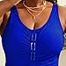 Women Plus Size One Piece Swimsuit Solid Tummy Control Bathing Suit Ruched Beachwear 2026 Summer Fashion Blue