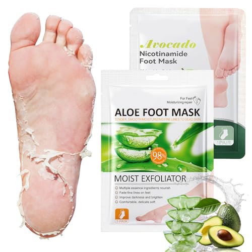 2 Paia Maschera Piedi Esfoliante, Foot Peel Mask, Si Prende Cura Dei Tuoi Piedi, Rendendo La Pelle Più Liscia, Per Famiglia, Gli Amici O Stesso(Aloe Vera + Avocado)