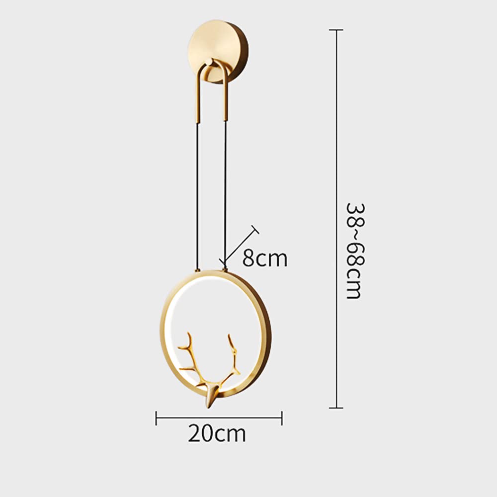 Lampade da Lettura da Comodino per Camera da Letto, Lampada ad Anello da Parete, Applique Decorativa in Ottone a Forma di Corna, Illuminazione Moderna a LED da 10W, luci per Soggiorno a 3 co
