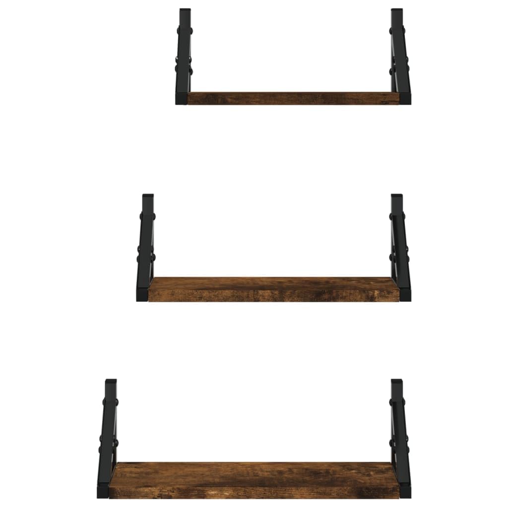 Gecheer Set Mensole Parete 3pz Rovere Fumo in Legno Multistrato,Mensola Galleggiante,Scaffale Libreria a Parete,Mensola da Parete,Scaffale Murale,Mensole cubo da Parete,P836320