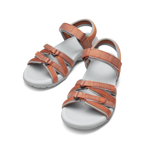 DREAM PAIRS Womens Comfortable Hiking Walking Sandal with Adjustable Hook and Loop Strap, Sports, Travel,Summer Beach Outdoor Light Weight Water Shoes,Size 10,Orange,SDSA2403W