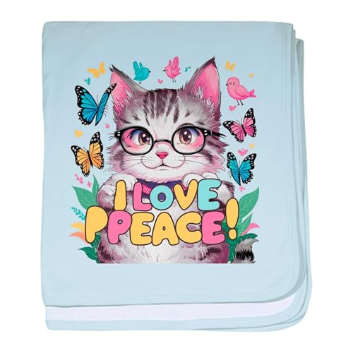 CafePress I Love Peace | Cat Design Baby Blanket, Super Soft Newborn Swaddle