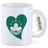 Huuraa Kaffeetasse Macau Flagge Herz 330ml Weiß Keramik Kaffeebecher Geschenkidee