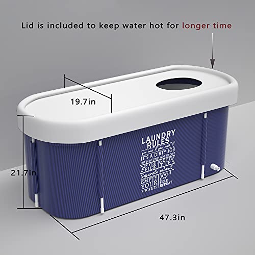 Kiseely Portable Foldable Bathtub For Adult, Large Family Soaking Bathtub For Spa, Efficiently Maintaining Hot & Cold Temperature Bathtub 47.3X21.7X19.7Inch (Blue Style) #TOP1