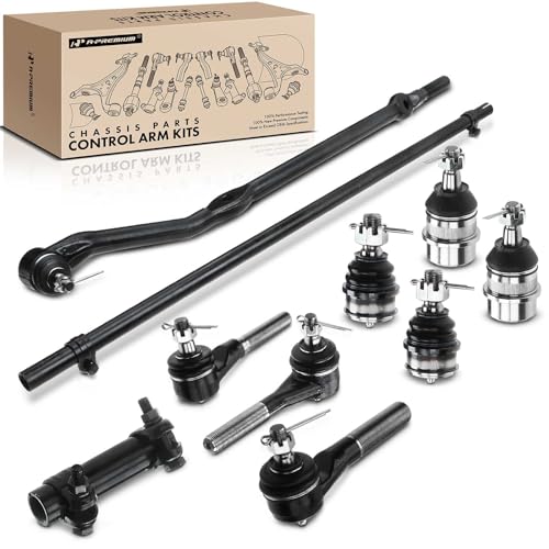 A-Premium Set of 10, Front Upper Lower Ball Joint, Inner Outer or At Pitman Arm Tie Rod End, Compatible with Jeep Wrangler 1997-2006, TJ 1997-2006, 4WD Only