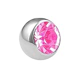 ★ Silberne Piercing Kugel mit Kristall-Stein zum Schrauben aus Chirurgenstahl 316L mit 1,2 mm oder 1,6 mm Gewinde - verschiedenen Kugel-Größen ★