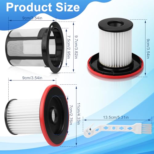 2 Stück Filter für Bosch Unlimited 6, Bosch Staubsauger Filter mit Reinigungsbürste, Staubsauger Ersatzteile