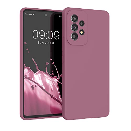 kwmobile Hülle kompatibel mit Samsung Galaxy A53 5G Hülle - Silikon Handy Case - Handyhülle weiche Oberfläche - kabelloses Laden - Dark Rose