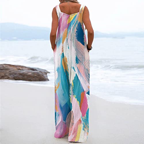 Dodutopzg One Piece Jumpsuits For Women Off Shoulder Cozy Floral Wide Leg Jumpsuits For Women Casual Pockets Non-Adjustable Shoulder Straps Sexy Jumpsuit For Women Large 01-Pink #TOP3