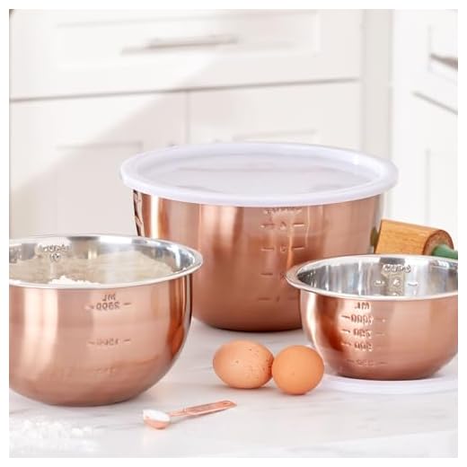 BrylaneHome 6 Piece Set Of Copper Mixing Bowls & Lids, Copper Bronze