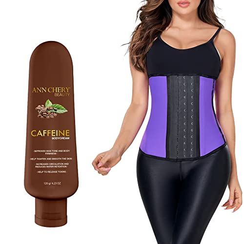 Ann Chery Waist Trainer & Lotion Bundle Package (XXXXL, Purple 2023 +Caffeine)