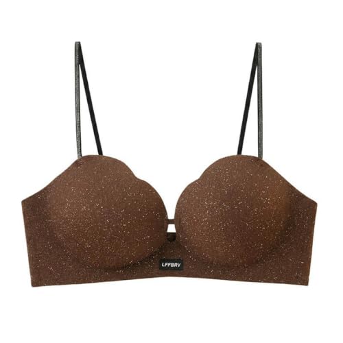 Seductive Push Up Bra Wirefree Lifted Sagging Strappy Glamour Comfort Fit Daily Wear (Brown, XL)