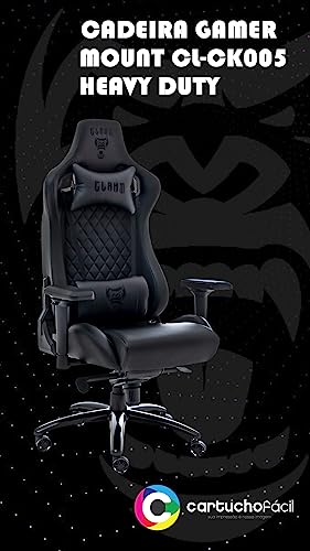 CADEIRA GAMER PRETA HEAVY DUTY CLANM - SUPORTA 180KG