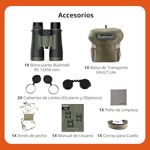 image for Bushnell R5 12x50 Binoculars with Vault Lite Bino Chest Harness, Phase