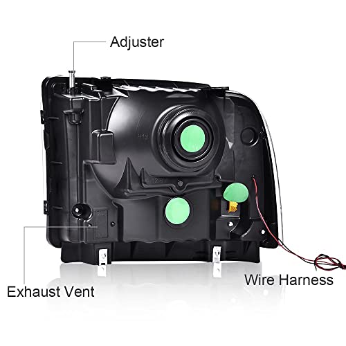 Pit66 Led Headlights, Compatible With 2005-2007 Ford F250 F350 F450 F550 Super Duty/ 2005 Ford Excursion,(Not Fit Sealed Beam Headlight Model) Clear Lens Chrome Housing Amber Reflector #TOP4