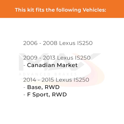 Image of Max Advanced Brakes Front Brake Kit Compatible With 2006 2007 2008 Lexus IS250 2014 2015 IS250 Base /F Sport RWD Replacement Geomet Coated OE Disc Brake Rotors and Ceramic Brake Pads