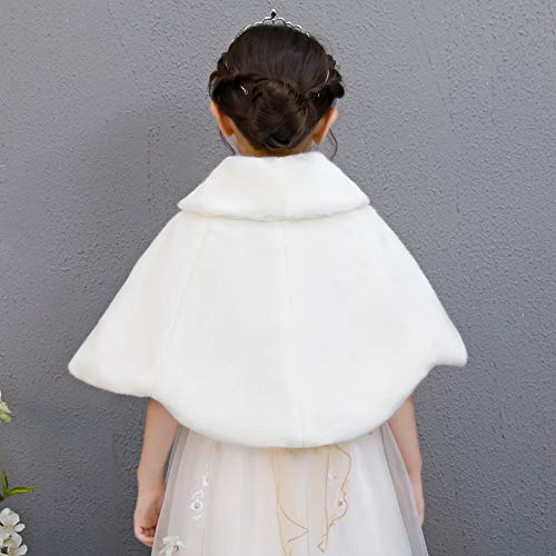 Girl's Luxury Faux fur Capelet Wedding Shawl Bolero Cape Shrug Wraps2