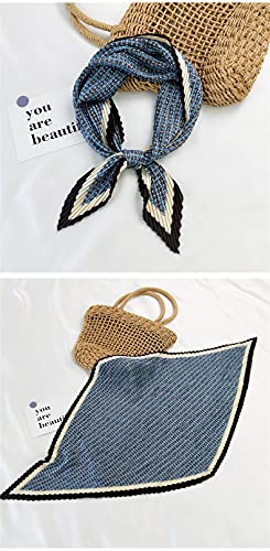 Tangjun 4 Pcs Womens Silk Like Square Scarf Neckerchief Blossom Pleated Headwear4