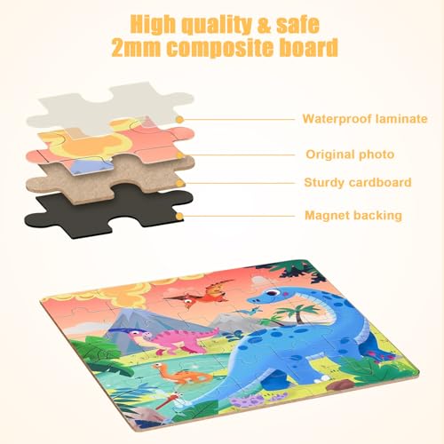 Dncvb 97 Pieces Magnetic Jigsaw Puzzles for Kids Magnetic Travel Puzzles Games, 3 in 1 Magnetic Puzzle - Image 3