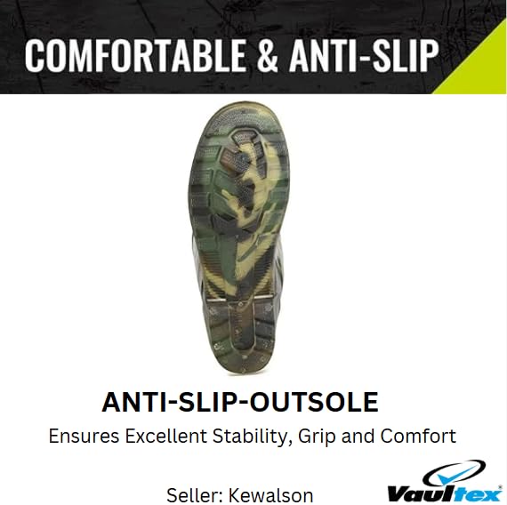 Image of Vaultex Military Design Gumboots for Men 15 inch Height Ultra Lightweight Anti-Slip Sole, Waterproof Puncture & Tear Resistant for Industrial, Agriculture, Rainwear, & Construction Size -5 to 12