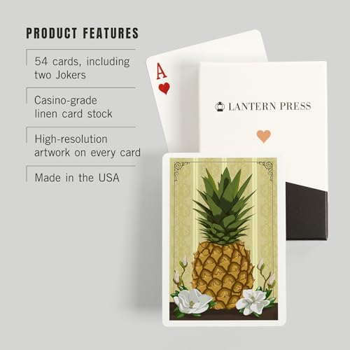 Baraja Colonial Pineapple con Magnolias 52 cartas póker miniatura 3