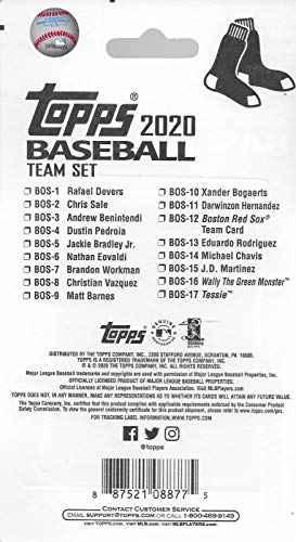 Boston Red Sox 2020 Topps Factory Sealed Limited Edition 17 Card Team Set with Rafael Devers, Andrew Benintendi and Xander Bogaerts Plus