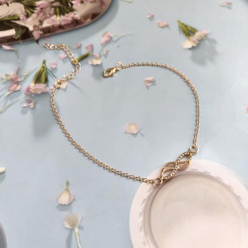 Dishowme Bracelet de cheville en cristal Infinity vintage note de musique Chaîne de cheville Strass Lucky 8 Bijou d'été pour femme, taille unique, Strass Acier allié, Pas de gemme – vue 4