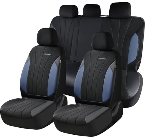Image of Coverado Car Seat Covers, Auto Car Seat Covers 5 Seats, Mesh Breathable Blue Seat Protectors for Car, Driver Seat Covers Universal Fit for SUV, Truck, Vans, Sedan