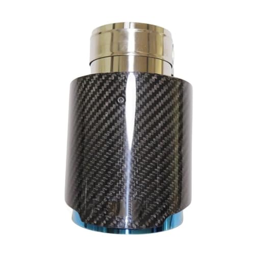 Embout tuyau d'échappement universel droit en acier inoxydable bleu et carbone brillant pour voiture
