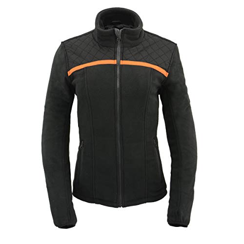 Milwaukee Leather MPL2783 Women's Black Micro Fleece Zipper Front Jacket with Orange Stripe2