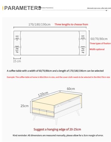 Housse de table imperméable lin coton anti-poussière pour table basse salon - 4
