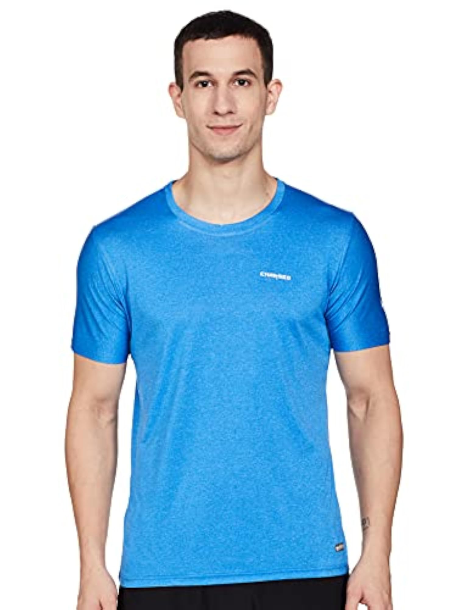 Women's Active Camo Jacquard Round Neck Sports T-Shirt, Dark Grey