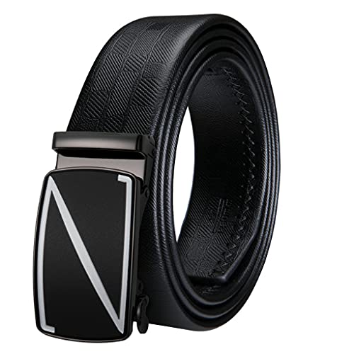 Men Belt Automatic Buckle Genuine Leather Belts Long Male Alloy Buckle Belts Gift Box Sets (Color : A, Size : 120cm) (A 140CM)3
