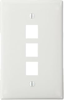 Leviton 41091-3WN QuickPort Midsize Wallplate, Single Gang, 3-Port, White