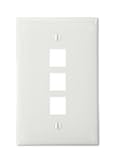 Leviton QuickPort Midsize Wallplate, Single Gang, 3-Port, 41091-3WN, White