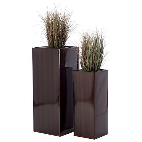Casa Mina Zink Blumenkübel Pflanzkübel Hongkong 2er Set braun 80/60cm Cover