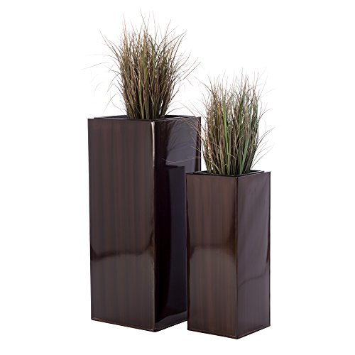 Casa Mina Zink Blumenkübel Pflanzkübel Hongkong 2er Set braun 80/60cm Cover